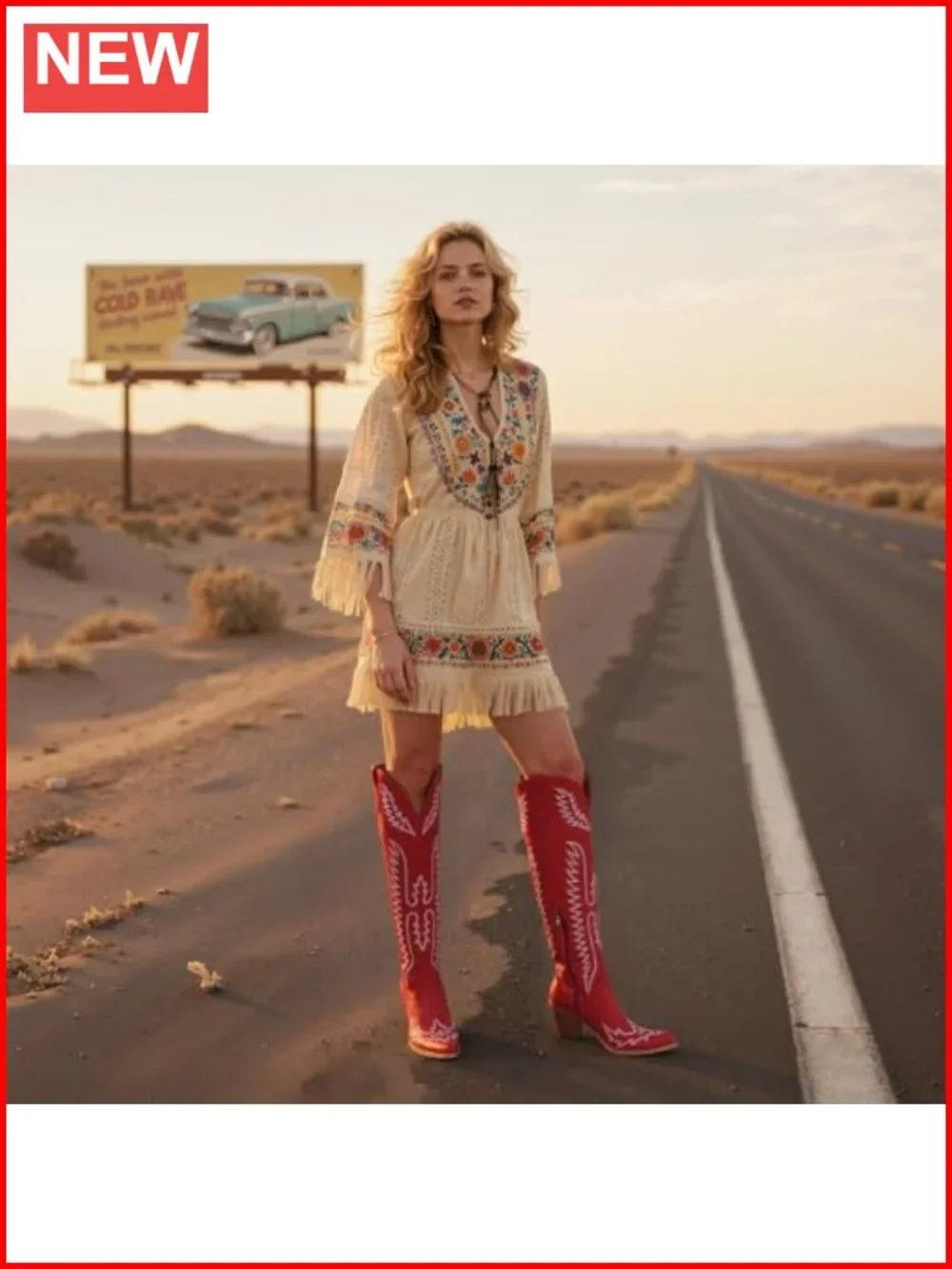 Over the Knee Western Cowboy Boots in Faux Leather with Block Heel